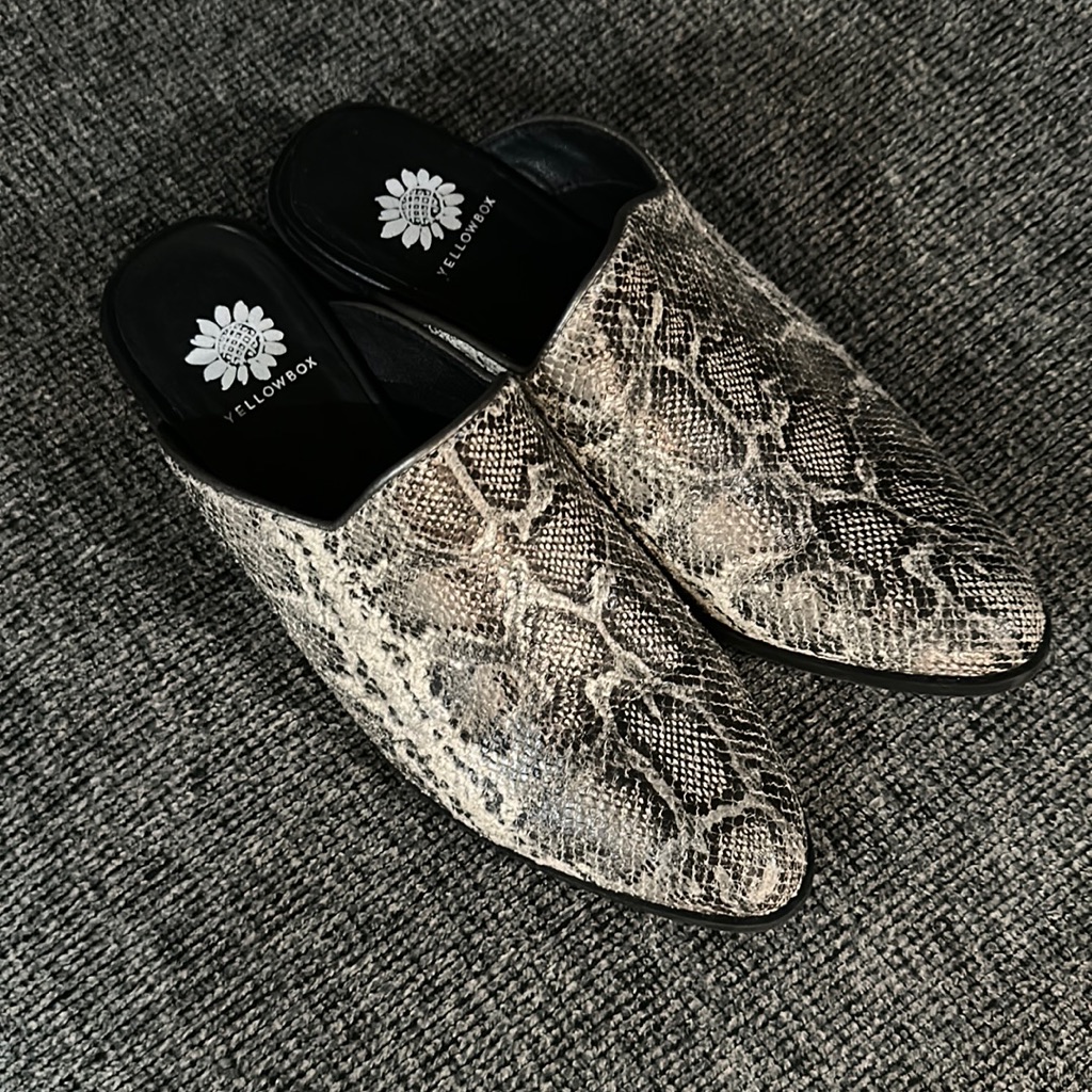 Yellow Box Snake Print Slip On Shoes. Super Comfortable!